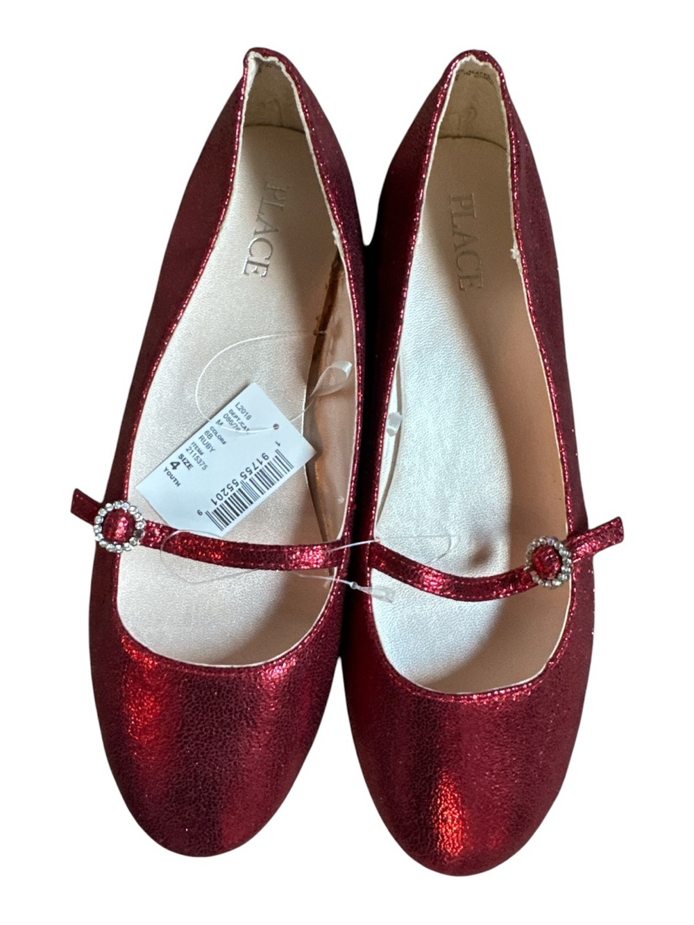 Girls Size 4 Red Glitter Mary Jane Flats NWT Shimmer Glamour Holiday Shoes NEW